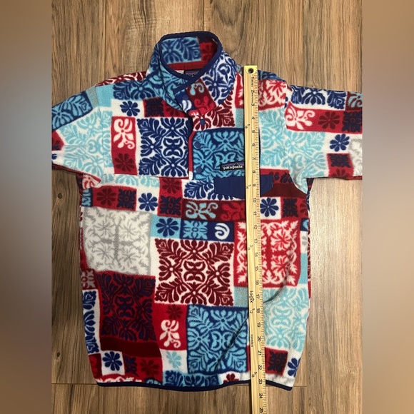 Patagonia Synchilla Snap-T Fleece Pullover XXS Patchwork Print Red Blue Vintage - Picture 10 of 14
